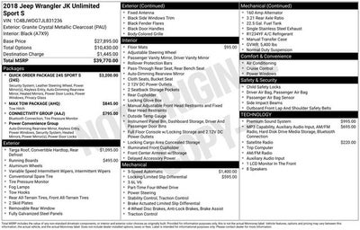 2018 Jeep Wrangler JK Unlimited Sport