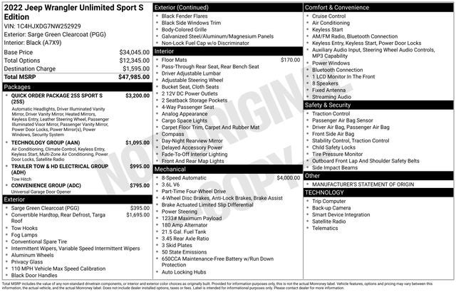 2022 Jeep Wrangler Unlimited Sport S