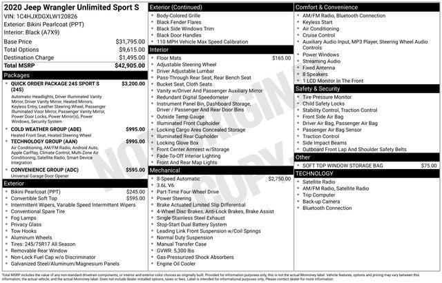 2020 Jeep Wrangler Unlimited Sport S