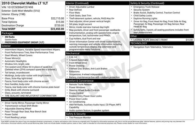 2010 Chevrolet Malibu LT 1LT