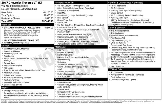 2017 Chevrolet Traverse LT 1LT