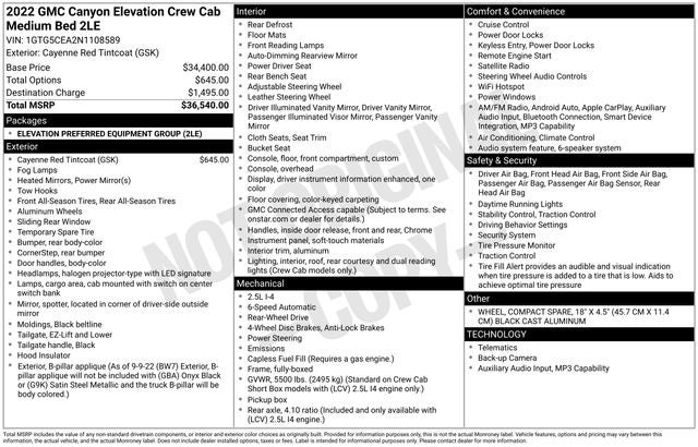 2022 GMC Canyon Elevation