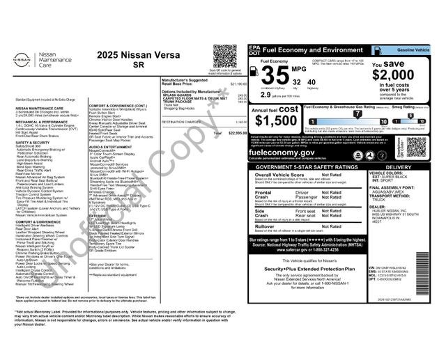 2025 Nissan Versa 1.6 SR