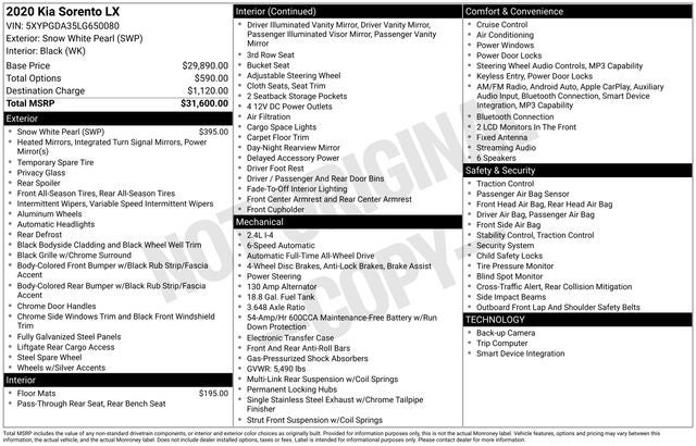 2020 Kia Sorento LX