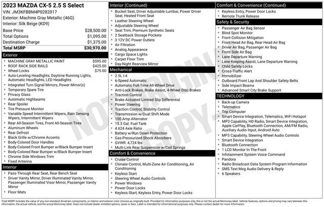 2023 Mazda Mazda CX-5 2.5 S Select Package