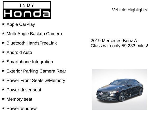 2019 Mercedes-Benz A-Class A 220